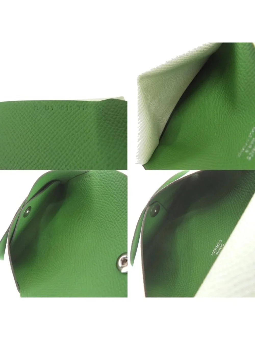 Hermes Calvi Duo Veau Epsom Vert Fizz Card Case Green